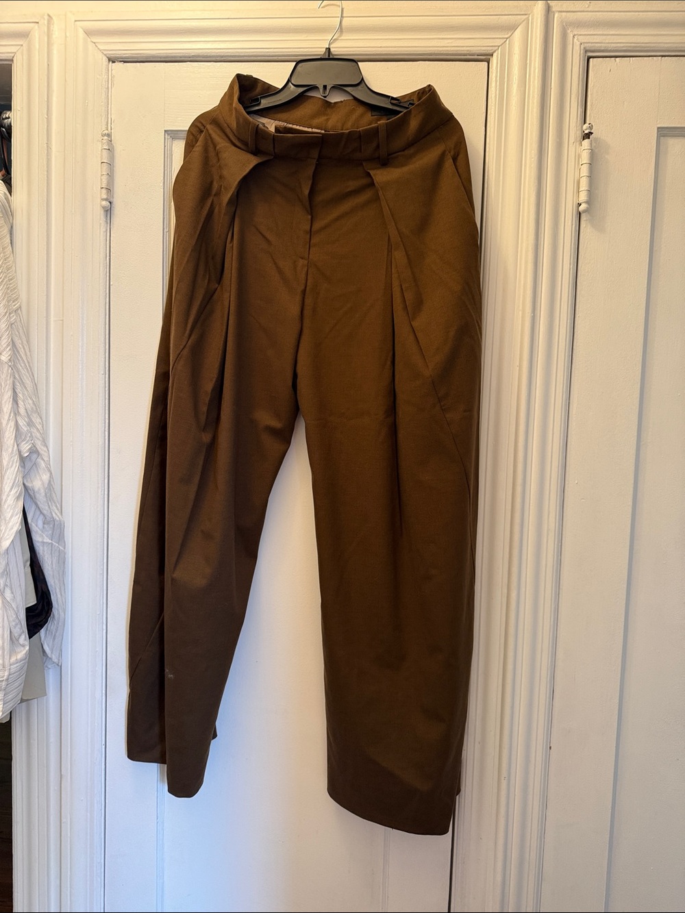 Zara women's Brown/olive wide leg Pleated pants size medium